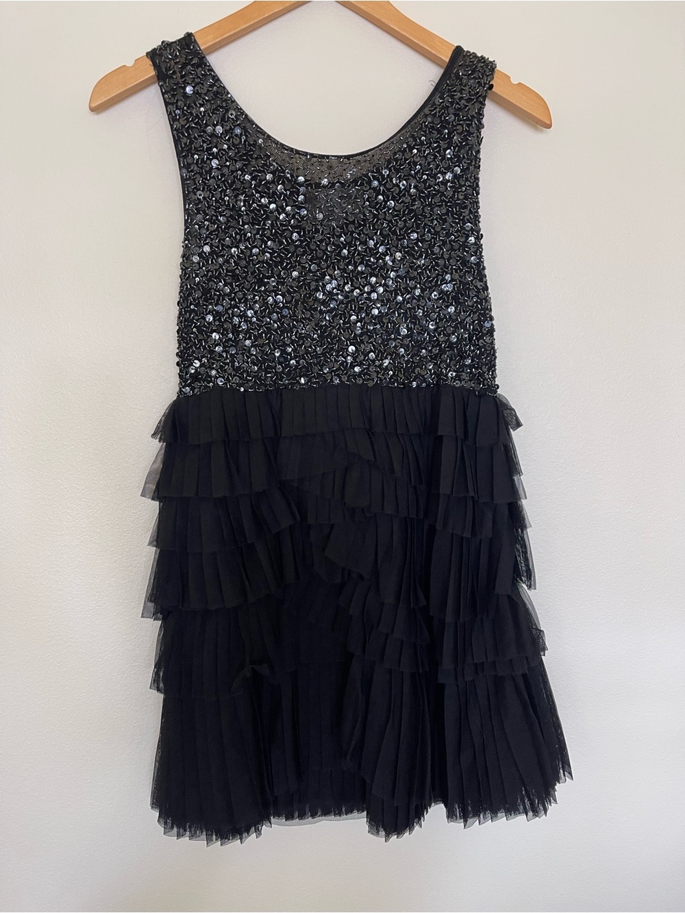 Alice + Olivia Black Beaded Sequin Cocktail Dress